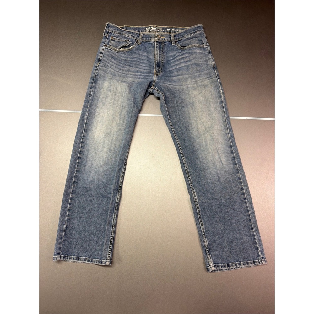 Levi Strauss Signature S61 Relaxed Men's Jeans Blue MediumWash StraightLeg 34x29